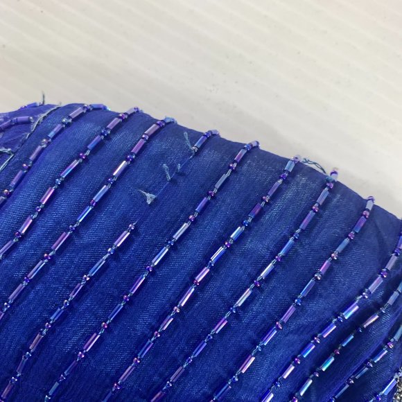 Vintage Anjumun Womens Beaded Blouse Tunic Size L/XL Blue Silk Evening Pullover - Picture 9 of 13